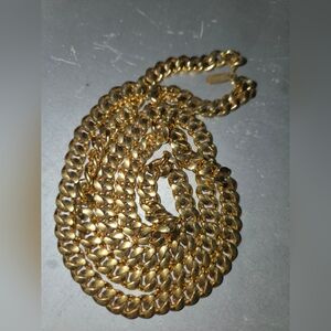 Vintage Monet Gold Tone Cuban Chain Necklace Chunky Chain